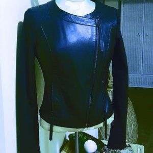 RUNWAY NY Moto Leather Jacket Shacket (Sweater back) S